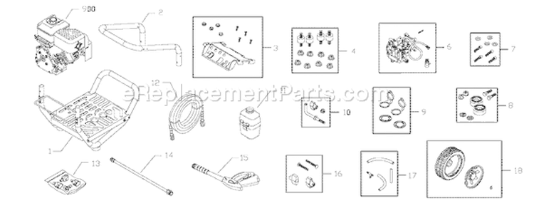 Page A Diagram and Parts List for 020321-0  Briggs and Stratton Pressure Washer